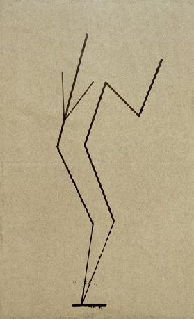 Analytische Zeichnung nach Photos der tanzenden Palucca, Paralleler Aufbau aus einem Punkt unten 1925