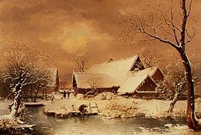 Verschneite Winterlandschaft. von Wilhelm Heinrich Schneider