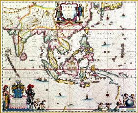 India Quae Orientalis Dicitur, Et Insulae Adiacentes, map showing South-East Asia and The East Indie 19th