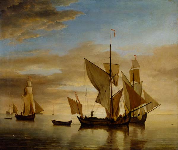 Fischerboote am Abend bei Windstille von Willem van de Velde d.J.