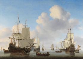 Niederländische Schiffe auf ruhiger See Um 1665