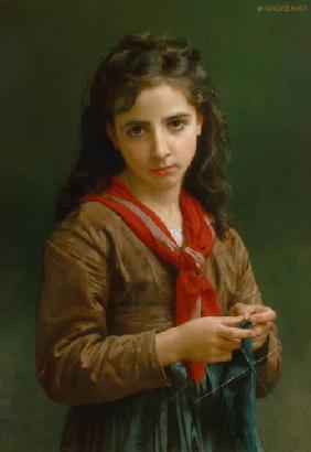 Junges strickendes Mädchen 1874