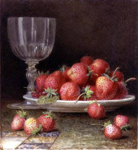 Strawberries and a Glass von William B. Hough