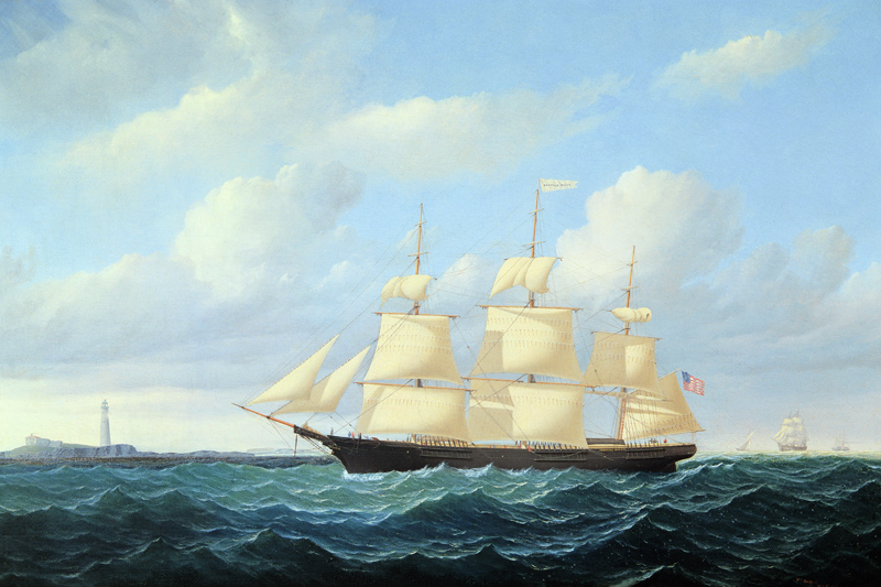 'Dashing Wave' clipper ship off Boston Light von William Bradford