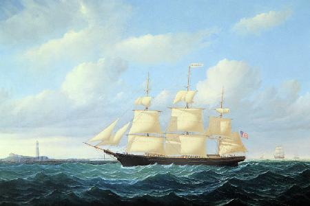 'Dashing Wave' clipper ship off Boston Light 1855