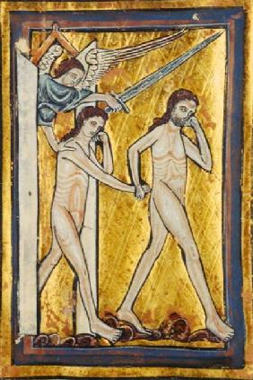 Adam and Eve banished from Paradise, from a book of Hours c.1230-40