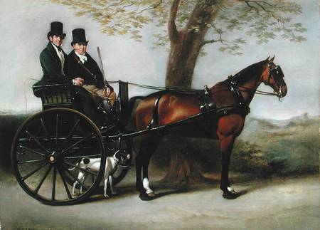 Two Gentlemen in a Gig drawn by a Bay Cob on the way to shoot with their Pointer von William Edward Frost