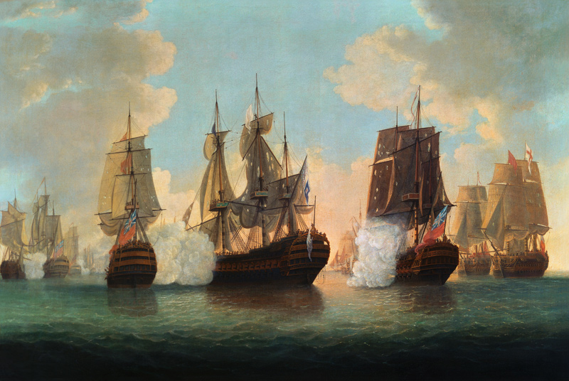 Seeschlacht zwischen englischen und französischen Schiffen von William Elliott