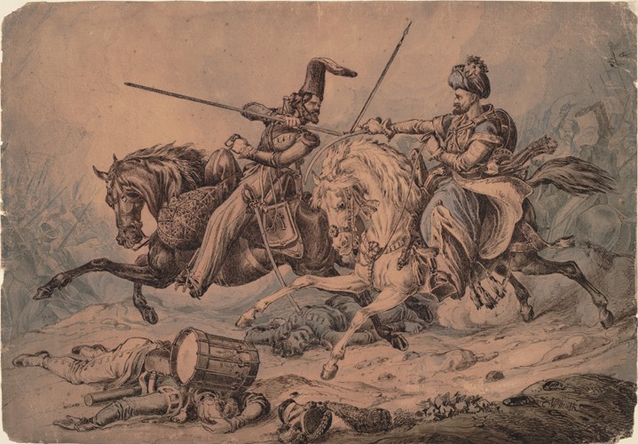 Russischer Kosak im Kampf mit Mamluk von William Heath