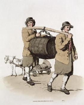 Brewers, from 'Costume of Great Britain' published by William Miller, 1805 (colour litho) 19th