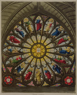 The North Window, plate D from 'Westminster Abbey', engraved by Frederick Christian Lewis (1779-1856 von William Johnstone White