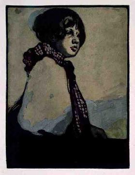 Ein Mädchen, halbe Länge, 1898 (Tinte und w / c auf Papier) 1898