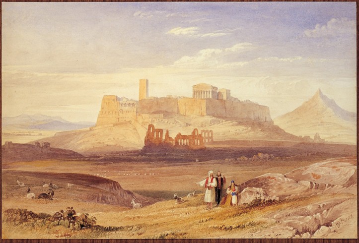 Blick auf Athen mit der Akropolis und dem Odeon des Herodes Atticus von William Purser