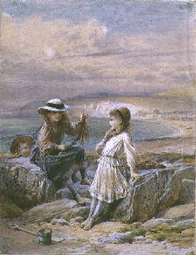 Two Girls and a Boy with Seaweed 1900  &