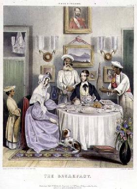 The Breakfast, plate 3 from 'Anglo Indians', engraved by J. Bouvier 1842