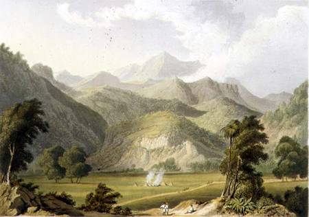 Approach to the Bore Ghaut, from a painting by Lt. Col. Johnson, engraved by T. Fielding and coloure von William Westall