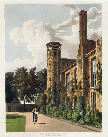 Part of St. Peter's College (Peterhouse) from the Private Garden, Cambridge, from 'The History of Ca von William Westall