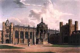 The Court of Trinity College, Cambridge, from 'The History of Cambridge', engraved by J. Bluck (fl.1 1815 our