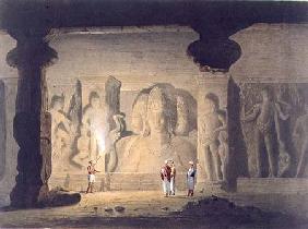 The Great Triad in the Cave Temple of Elephanta, near Bombay, in 1803, from Volume II of 'Scenery, C 1830
