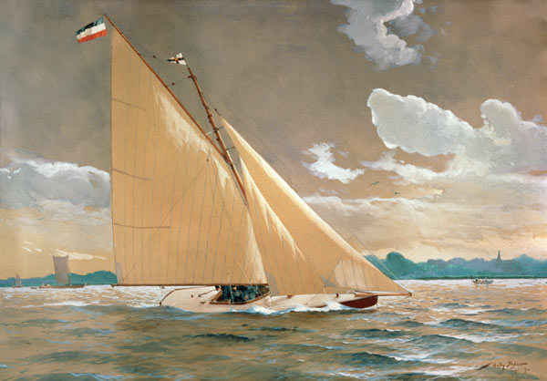 Die Segelyacht Henny III. des Malers von Willy Stöwer