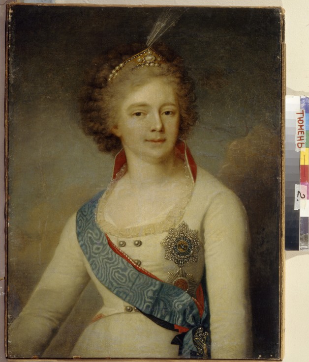 Porträt der Zarin Maria Feodorowna von Russland (1759-1828) in der Uniform der Chevaliergarde von Wladimir Lukitsch Borowikowski