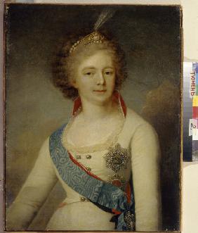 Porträt der Zarin Maria Feodorowna von Russland (1759-1828) in der Uniform der Chevaliergarde 1796