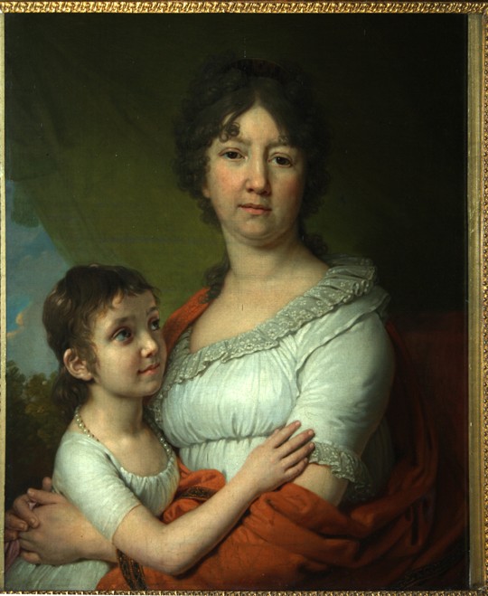 Porträt von A.E. Labsina und ihre Pflegetochter S.A. Mudrowa von Wladimir Lukitsch Borowikowski