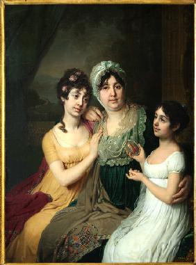Porträt von Gräfin Anna Besborodko mit mit ihren Töchtern Ljubow und Kleopatra 1803