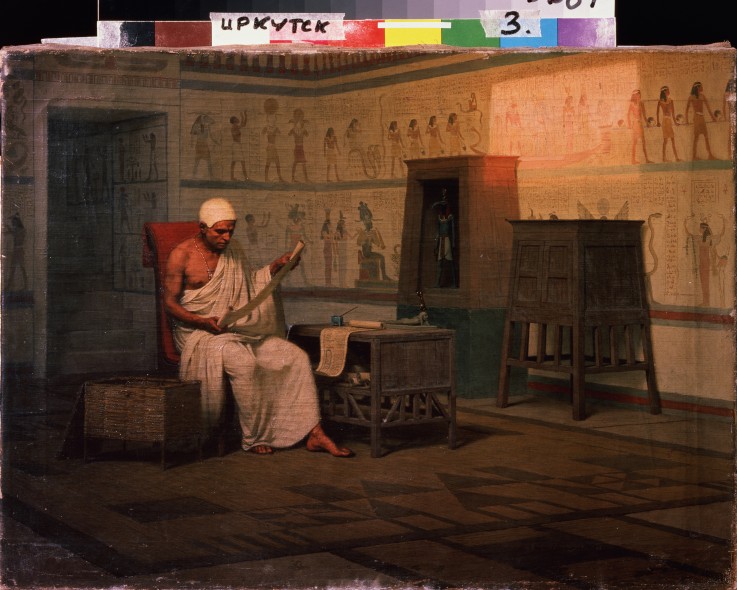 Ägyptischer Priester, in einer Papyrusrolle lesend von Wladyslaw Bakalowicz