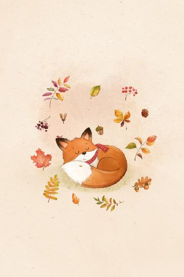 Fuchs im Herbstlaub