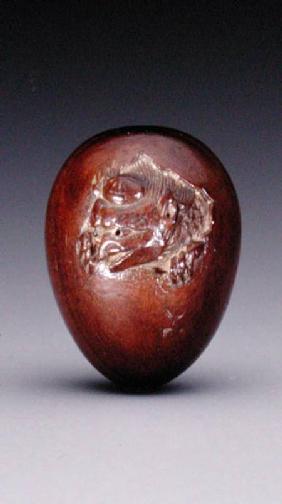 Netsuke depicting a crow emerging from its egg c.1800-20