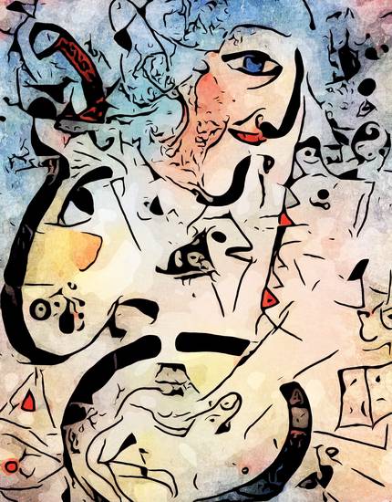 Miro trifft Chagall (Le profil et l\\\'enfant rouge) 2022