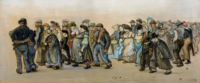 Spandau Workers  March / 1906 von Heinrich Zille